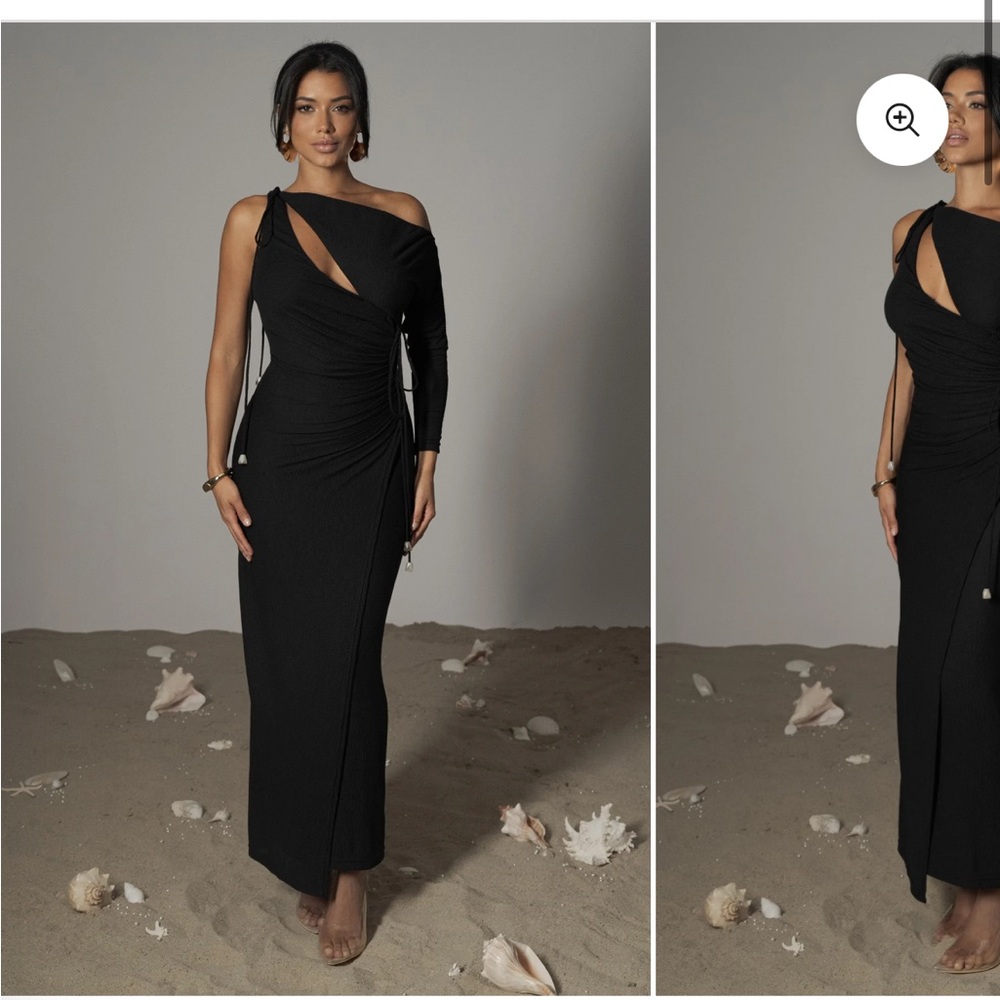 JLUXLABEL Black One-Shoulder Maxi Dress
